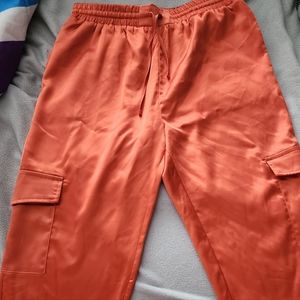 FOREVER 21 Shiny Orange Jogger Pants
